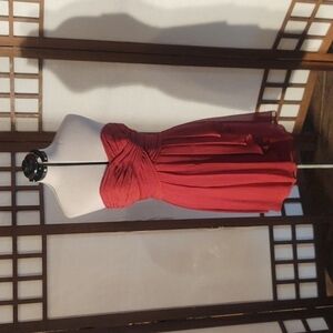 David's Bridal Short Crinkle Chiffon Dress with Front Cascade Wine Dress Sz 4